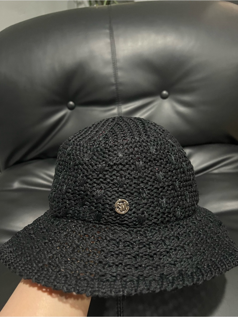 Steve Madden Crochet Bucket Hat with Medallion